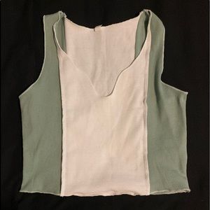 Green & white crop top